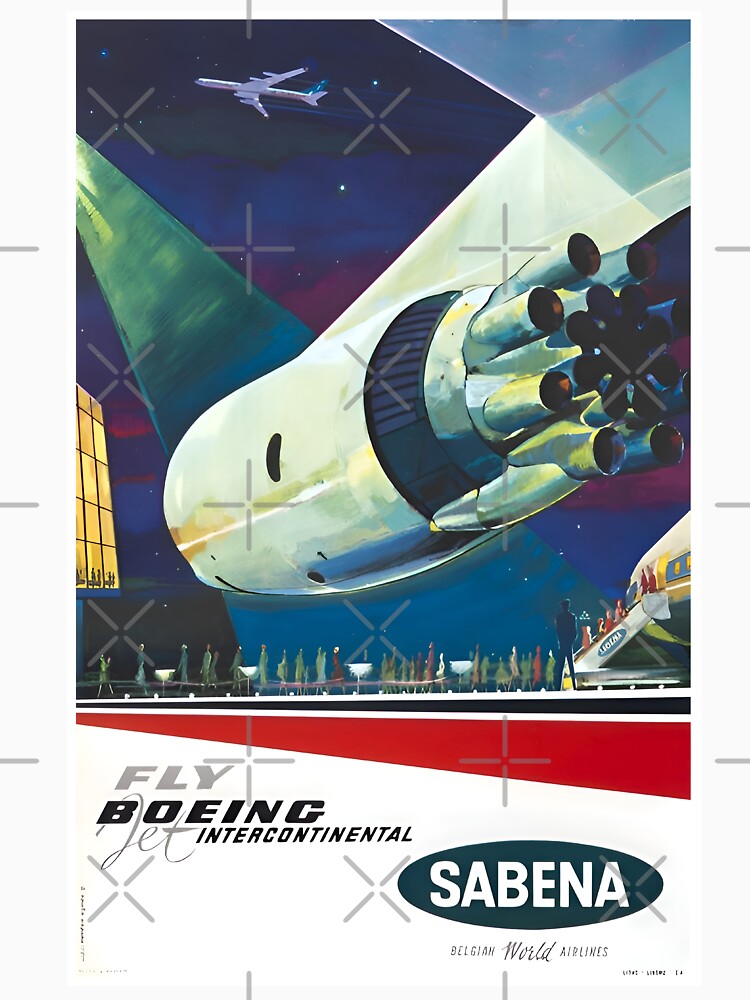 SABENA Fly Boeing Intercontinental Vintage Travel Poster 70's by Mitch-Angelo