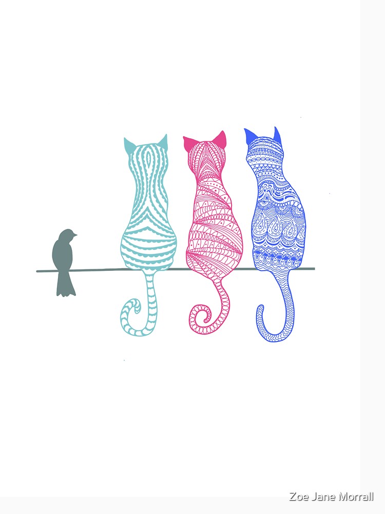 3 Intrigued Cats and a bird by Zoe Jane Morrall T-Shirts, Hoodie, Sweatshirt | BlankRebels.com (Image 3)