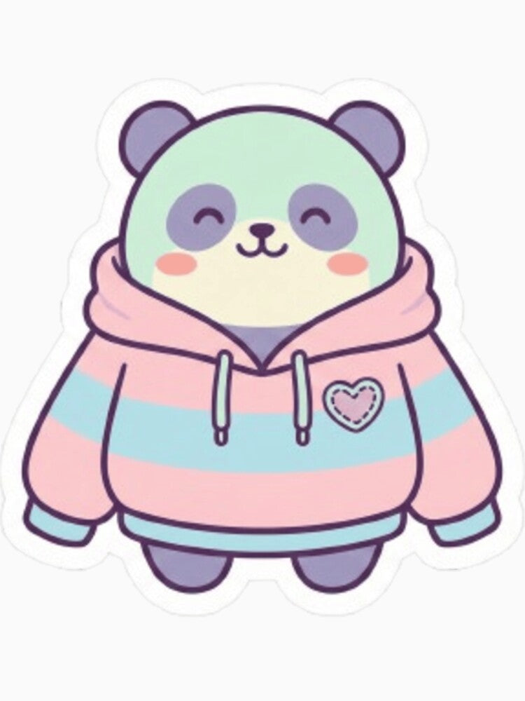 Cute Panda in Hoodie | Kawaii Cartoon Panda Sticker & T-Shirt Design by Chuahan_Arts Sweatshirt | BlankRebels.com (Image 3)