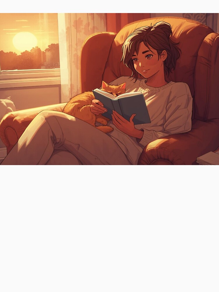 Cozy Reading Cat Sunset by Glambysarah T-Shirts, Hoodie, Sweatshirt | BlankRebels.com (Image 3)
