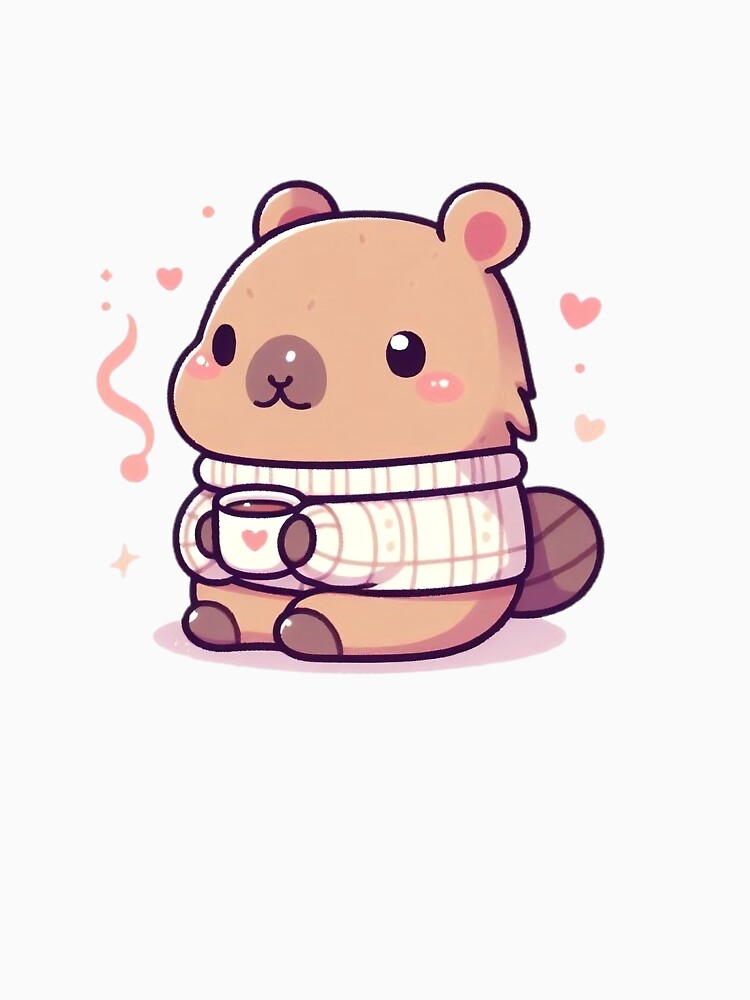 Cute Zen Capybara with Coffee Cup by PixelAIStudio T-Shirts, Hoodie, Sweatshirt | BlankRebels.com (Image 3)