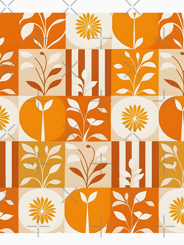 Retro Mid Mod Abstract Botanical Orange, Cream by Prints and Lifestyle T-Shirts, Hoodie, Sweatshirt (Image 3)