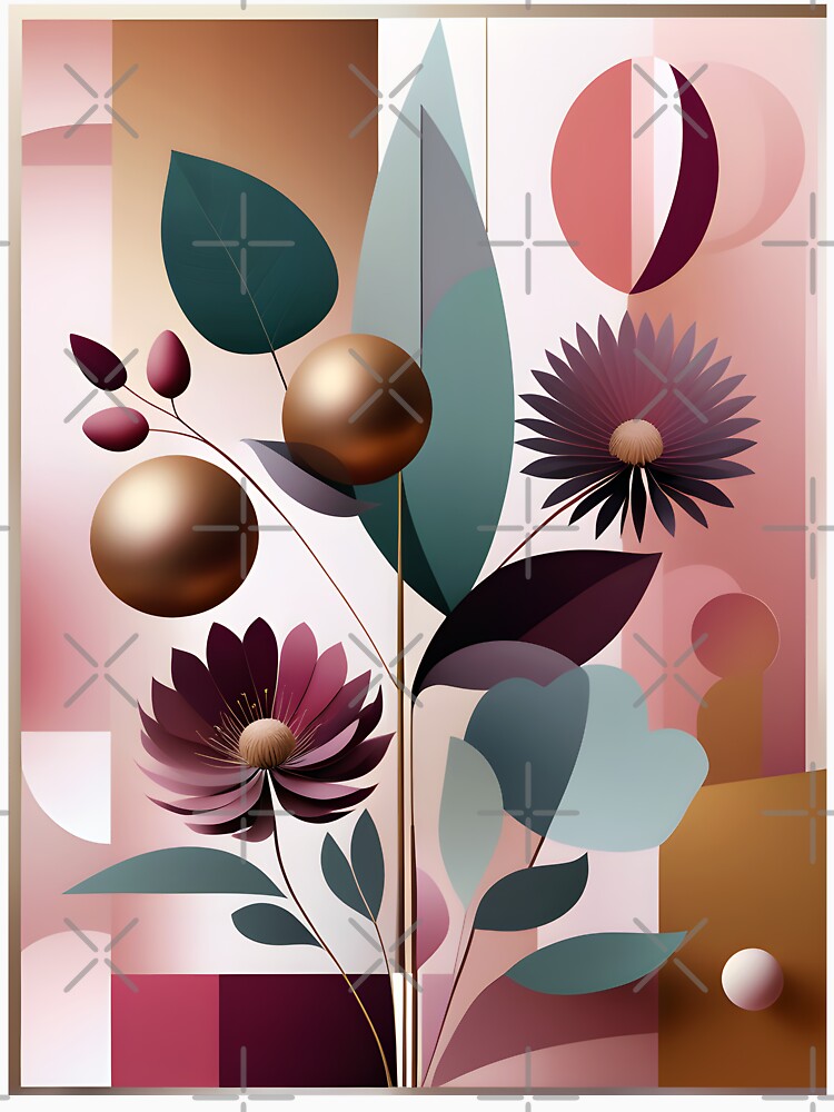 Mid Century Modern Abstract Botanical  Floral Pattern  Berry, Gold #1 by Prints and Lifestyle T-Shirts, Hoodie,... (Image 3)