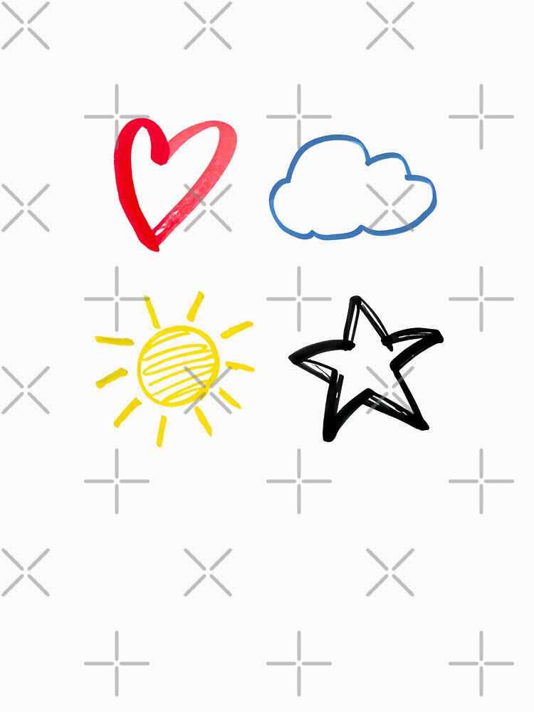 Hand drawn doodle heart, star, sun, and cloud sticker pack by wonderxwander T-Shirts, Hoodie, Sweatshirt (Image 3)