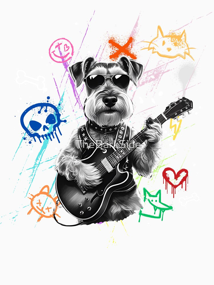 Schnauzer Dog Funny Rockstar Rock and Roll Novelty by TheBarkSide T-Shirts, Hoodie, Sweatshirt | BlankRebels.com (Image 3)