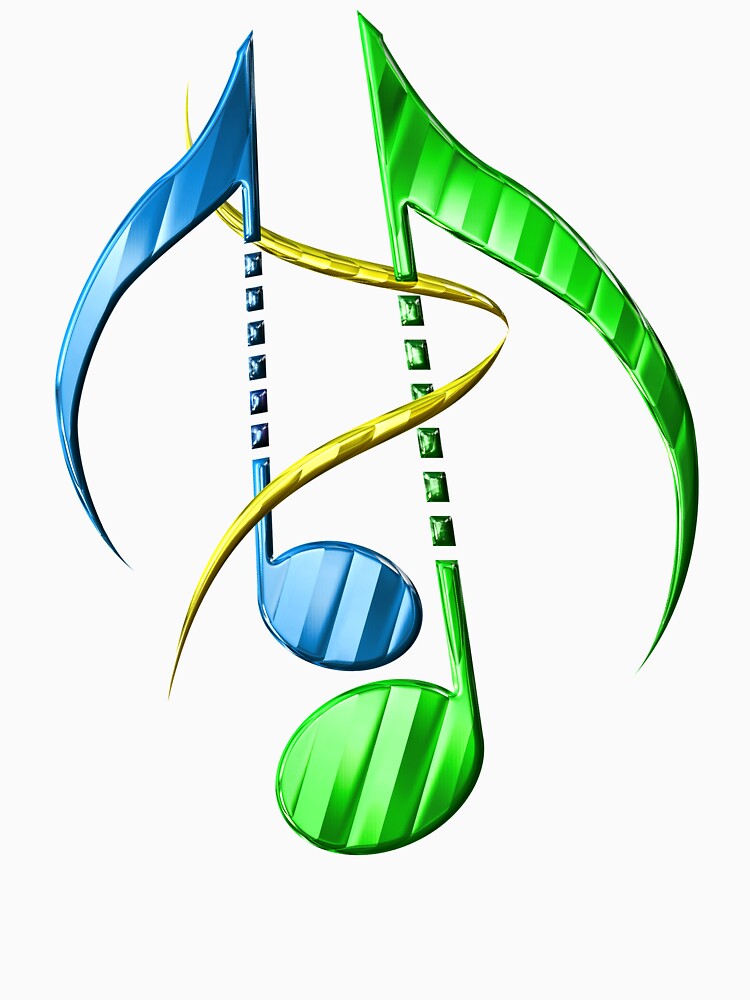 Blue and Green Shiny Music Notes by CoolDoodles T-Shirts, Hoodie, Sweatshirt | BlankRebels.com (Image 3)