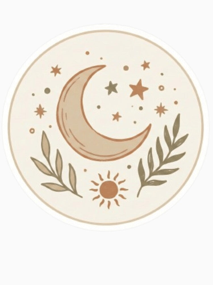 Boho Moon and Stars | Minimal Celestial Aesthetic Sticker & T-Shirt Design by Chuahan_Arts Hoodie, Sweatshirt (Image 3)
