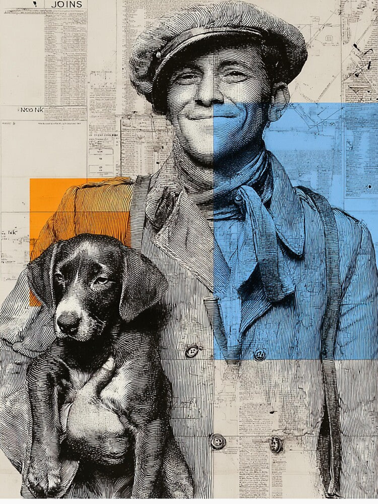 Man with Dog on Vintage Map by Fine Art Americas T-Shirts, Hoodie, Sweatshirt | BlankRebels.com (Image 2)