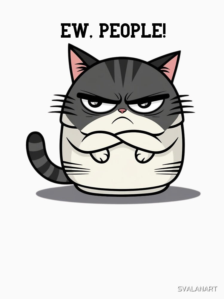 Funny Cat T-Shirt – "EW, PEOPLE!" | Misanthropy with Humor for Cat Lovers by SVALANART Hoodie, Sweatshirt (Image 3)