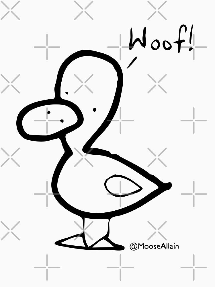 Duck Goes Woof - black print by worldofmoose