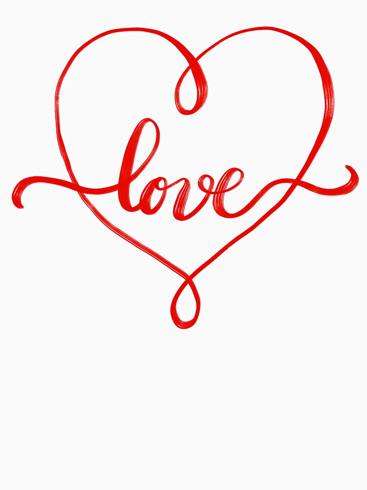 Red Love Lettering With Flourishes In Heart by shpolka T-Shirts, Hoodie, Sweatshirt | BlankRebels.com (Image 3)