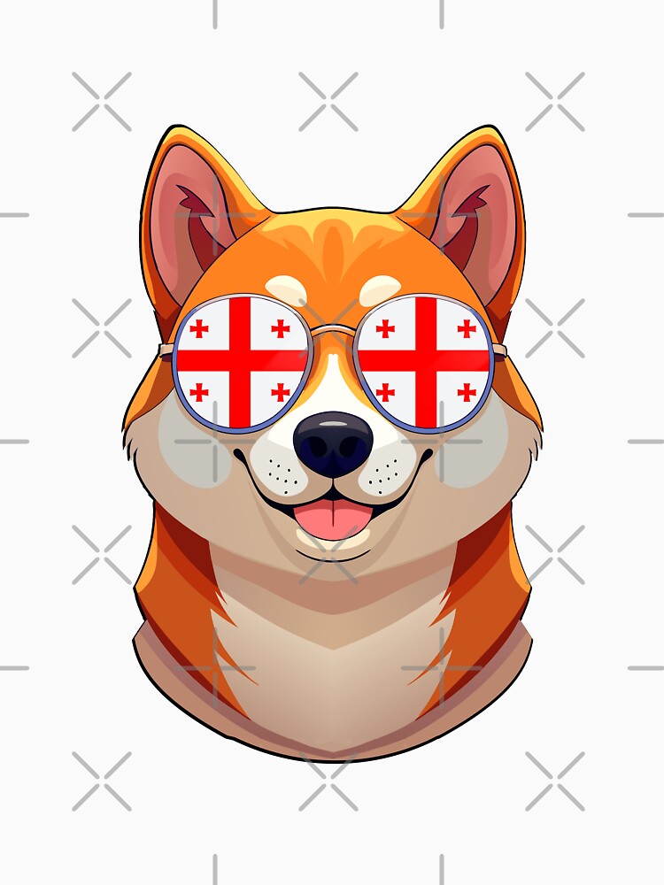 Vintage Patriotic Shiba Inu Georgian Flag by DreamBrushy