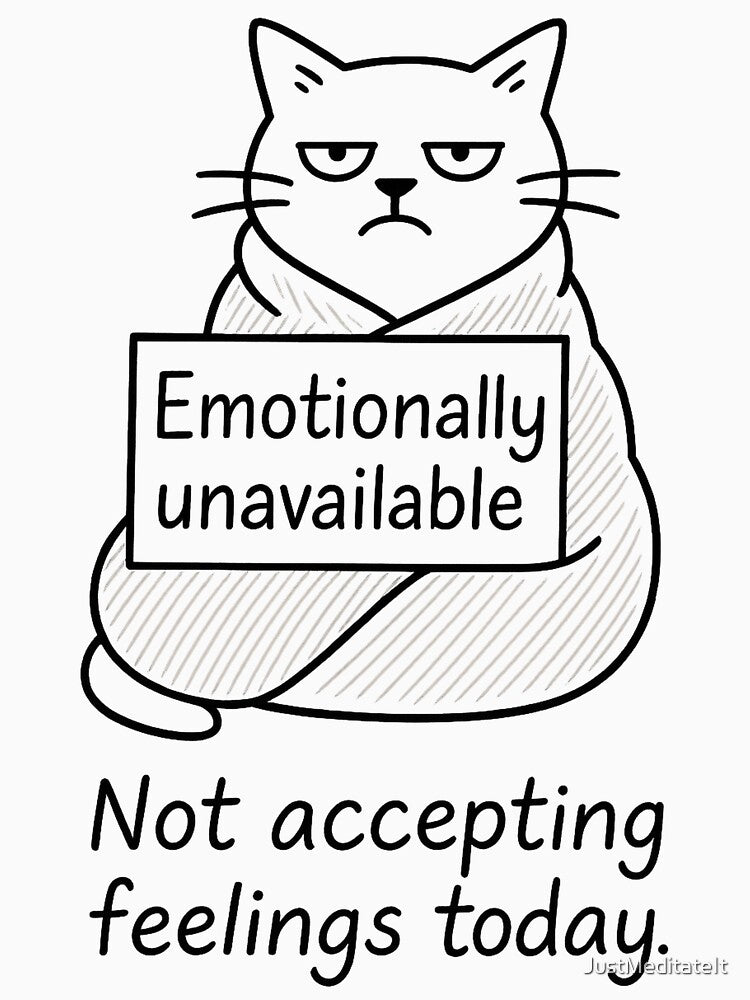 Emotionally unavailable. Not accepting feelings today. – Funny T-Shirt and Hoodie for Introverted Cat Lovers –... (Image 3)