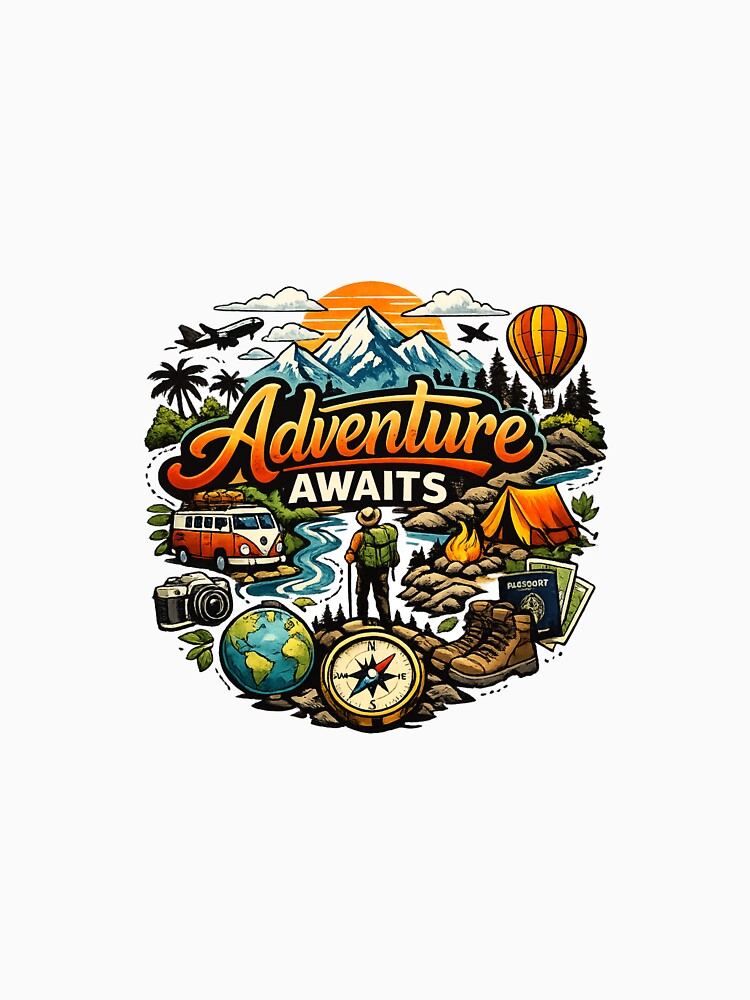 Adventure Awaits Outdoor Travel Illustration by Mix Mood T-Shirts, Hoodie, Sweatshirt | BlankRebels.com (Image 3)