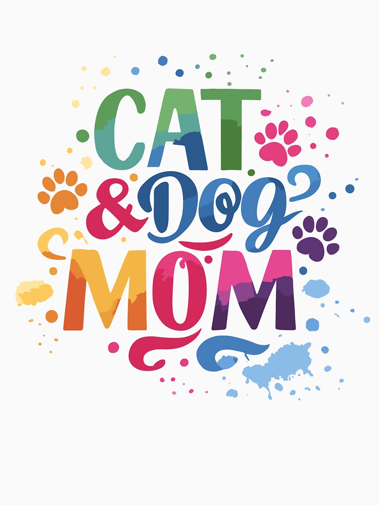 Colorful Cat & Dog Mom T-Shirt by HubbyDesignz Hoodie, Sweatshirt | BlankRebels.com (Image 3)