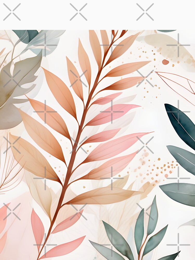 Mid Century Botanical Retro Geometric Leaves  Florals  Peach Olive Green by Prints and Lifestyle T-Shirts,... (Image 3)