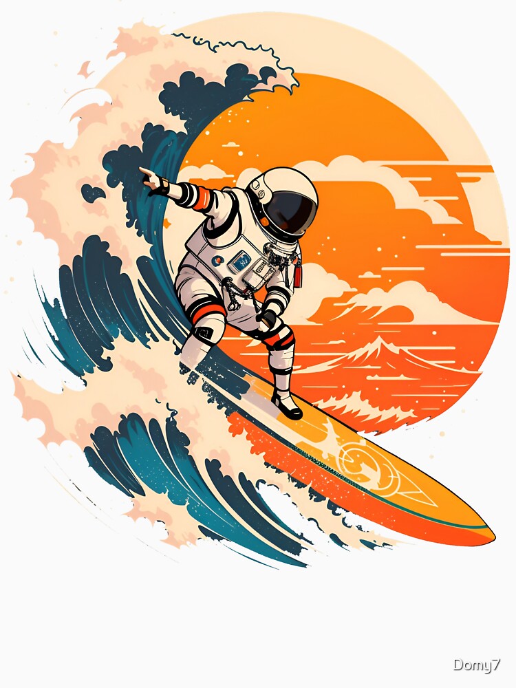 Outer space surfing astronaut - astronaut surfing cosmic waves by Domy7 T-Shirts, Hoodie, Sweatshirt (Image 3)