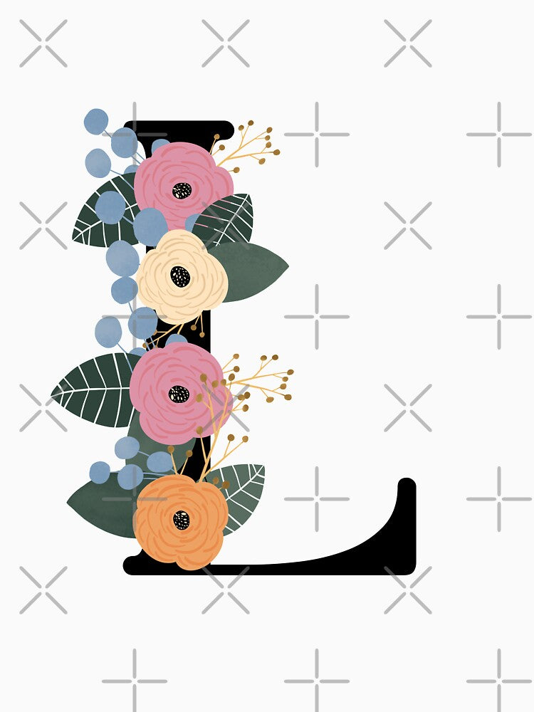 Floral Letter L by Egodcounseling T-Shirts, Hoodie, Sweatshirt | BlankRebels.com (Image 3)
