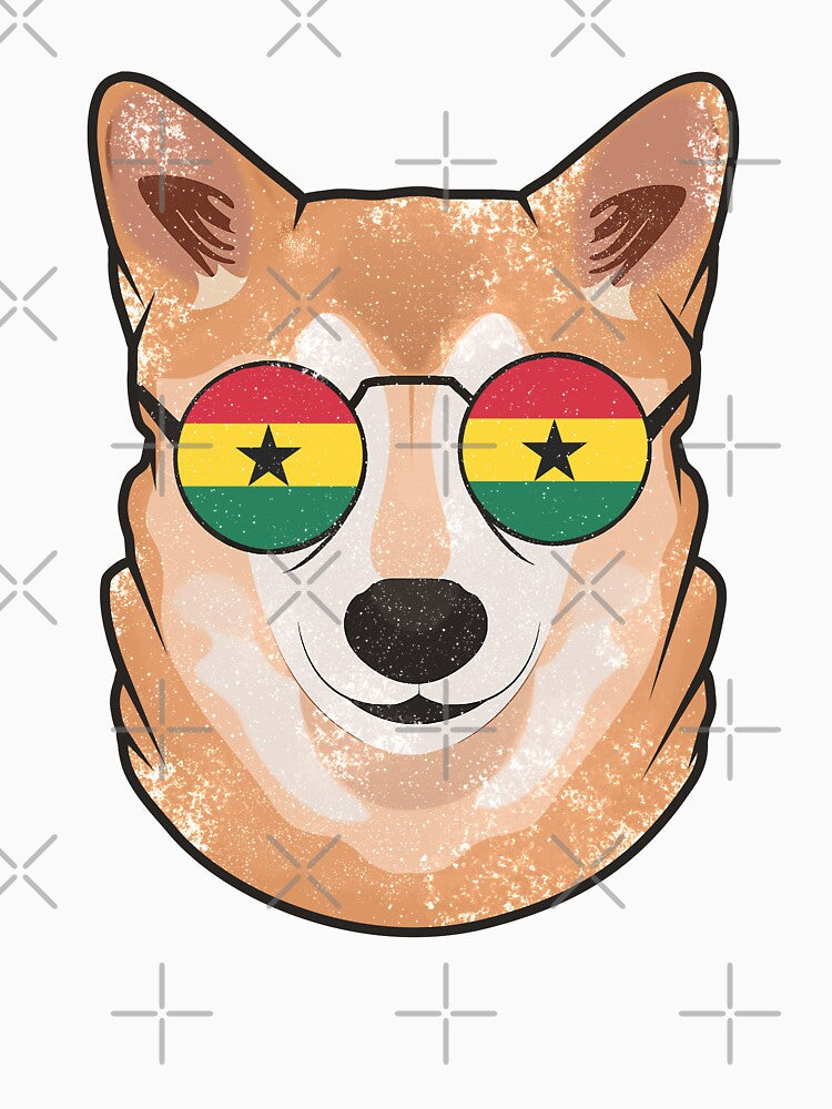 Vintage Patriotic Shiba Inu Ghanaian Flag by feether-store