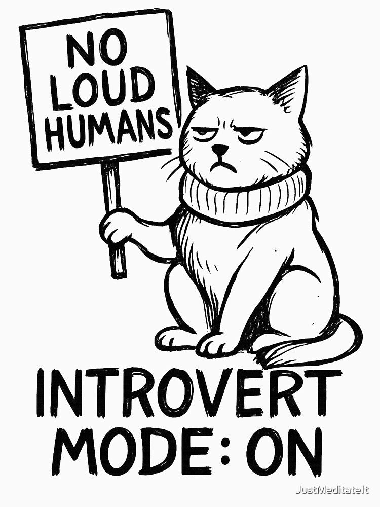 No Loud Humans – Introvert Mode On – Cozy T-Shirt for Remote Workers – Funny Aesthetic Design by JustMeditateIt... (Image 3)