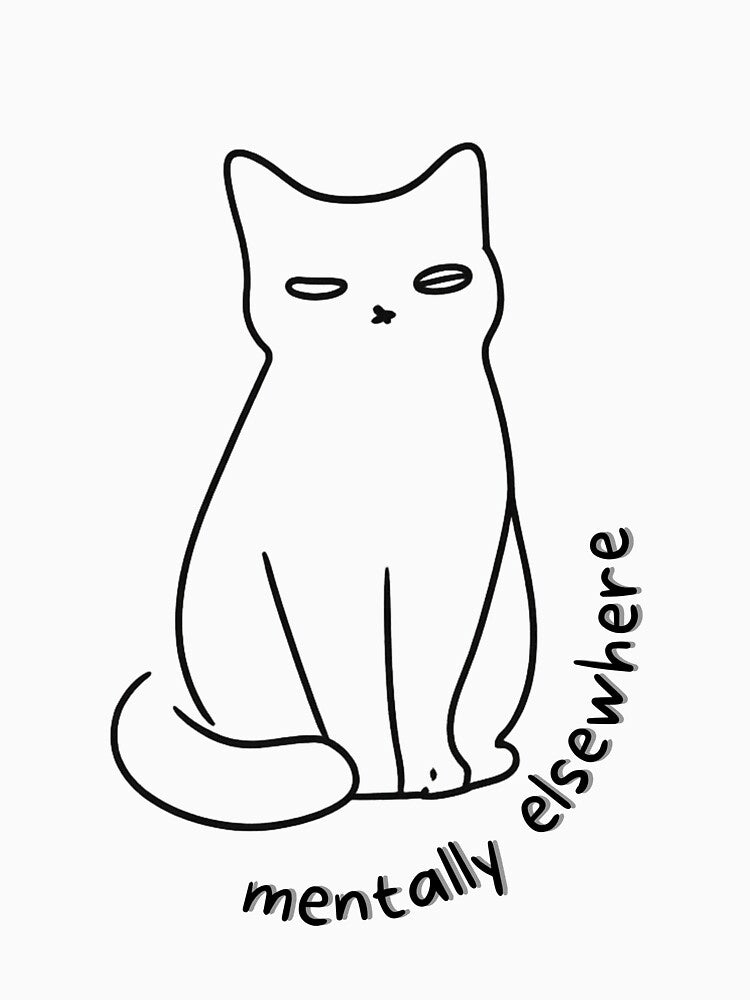 Mentally Elsewhere Cat – Minimalist Funny Cat Line Art Design by The Mood Index T-Shirts, Hoodie, Sweatshirt (Image 3)