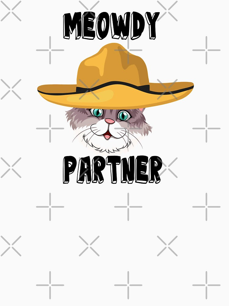Meowdy Partner Cowboy Cat Funny Cat For Mom Cat Owner Women Girl, Hat Farmer Meowdy Meme, Father's Day, Meme Shirt, Howdy Kitten, Cat Lover Gift by MoradovT-shirt