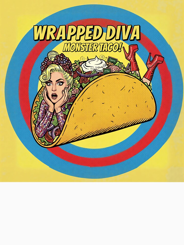 WRAPPED DIVA MONSTER TACO - The Ultimate Retro Pop Art Food Design! by SammyMorry T-Shirts, Hoodie, Sweatshirt (Image 3)