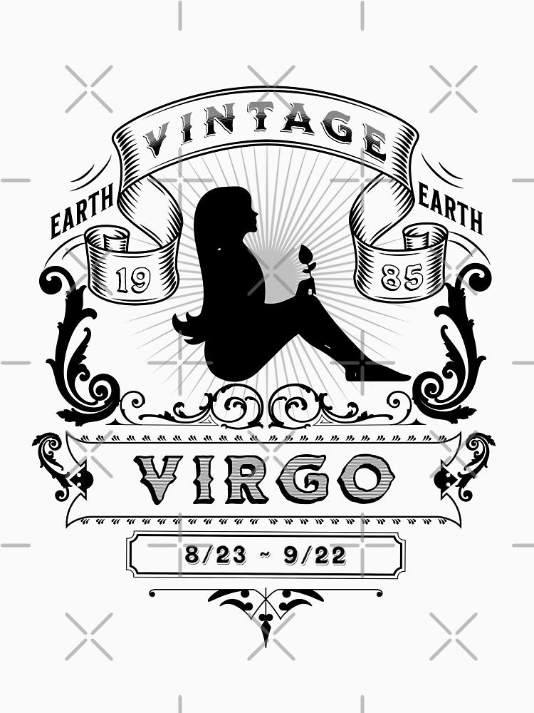 The Zodiac Sign of Virgo Black and White  1985 by rhombusOnion T-Shirts, Hoodie, Sweatshirt | BlankRebels.com (Image 3)