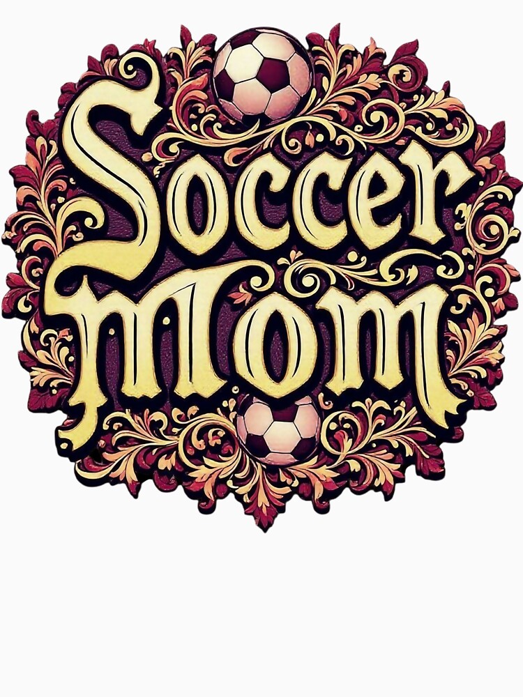 Regal Soccer Mom Emblem | Elegant Maroon Gold Football Art by TheGaliyaStudio