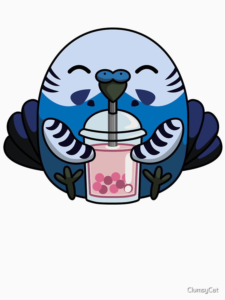 Bubbly Budgie Cute Adorable Budgie with Bubble Tea by ClumsyCat T-Shirts, Hoodie, Sweatshirt | BlankRebels.com (Image 3)
