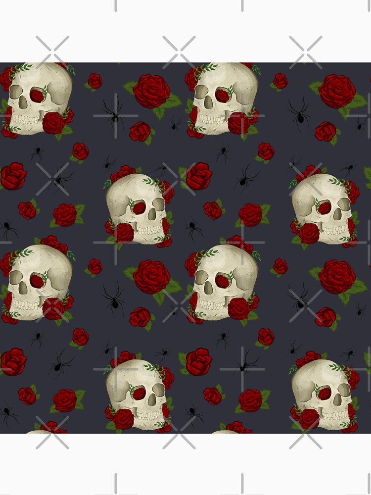 Vintage Dark Academia Skulls, Roses, Spiders with Grey-Blue Background by serafineaandd T-Shirts, Hoodie,... (Image 3)