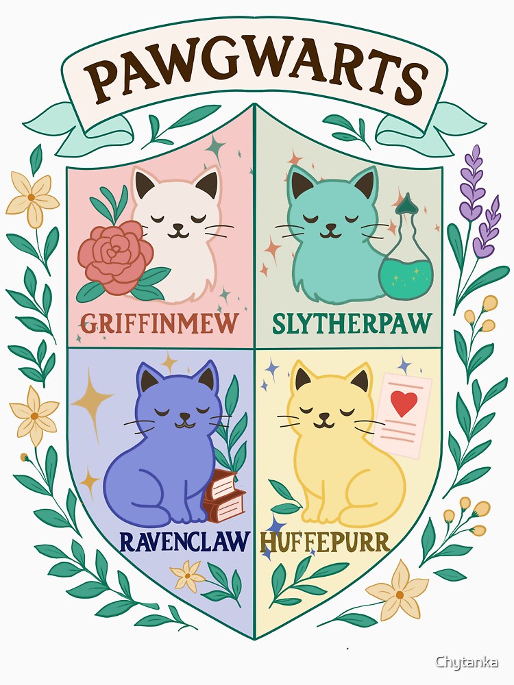 Pawgwarts Magical Cat Crest – Cute Bookish  for Cat Lovers & Readers by Chytanka