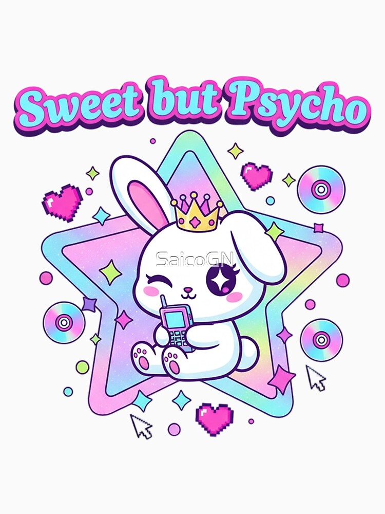 Sweet but Psycho – Kawaii Bunny Y2K Aesthetic by SaicoGN T-Shirts, Hoodie, Sweatshirt | BlankRebels.com (Image 3)