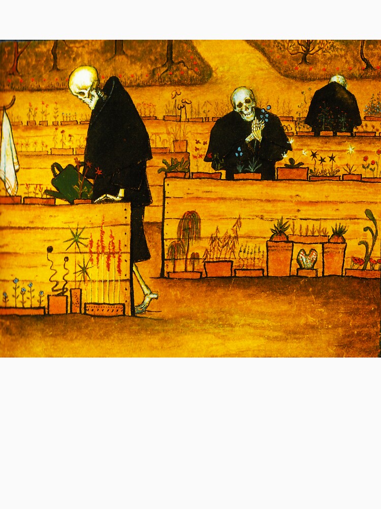Death's Gardening Skeleton Flowers Botanical Vintage Agriculture by Kathryn Creates