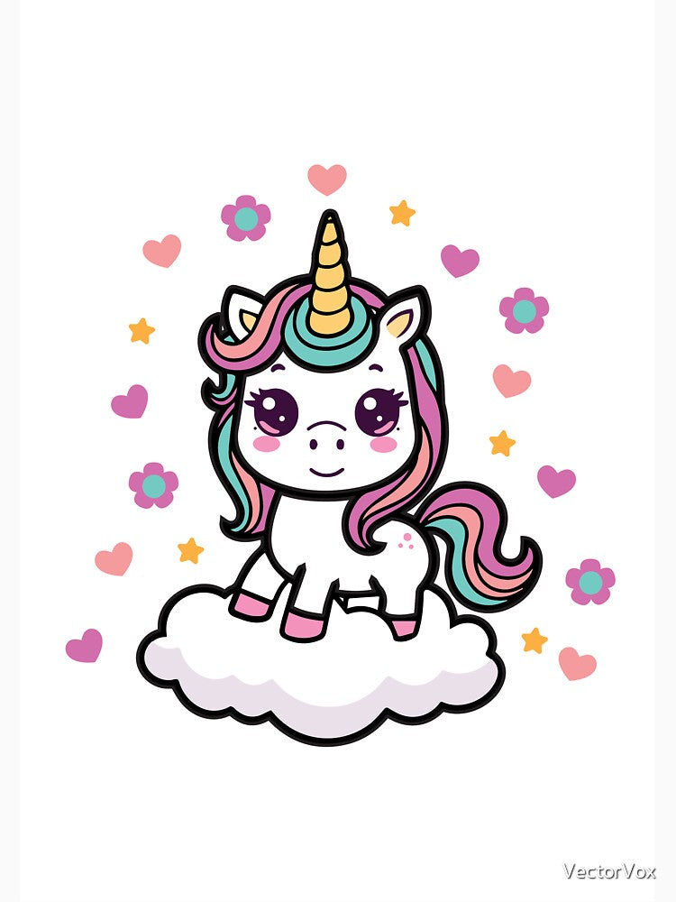 Cute Kawaii Unicorn on Cloud with Hearts and Stars by VectorVox T-Shirts, Hoodie, Sweatshirt | BlankRebels.com (Image 3)