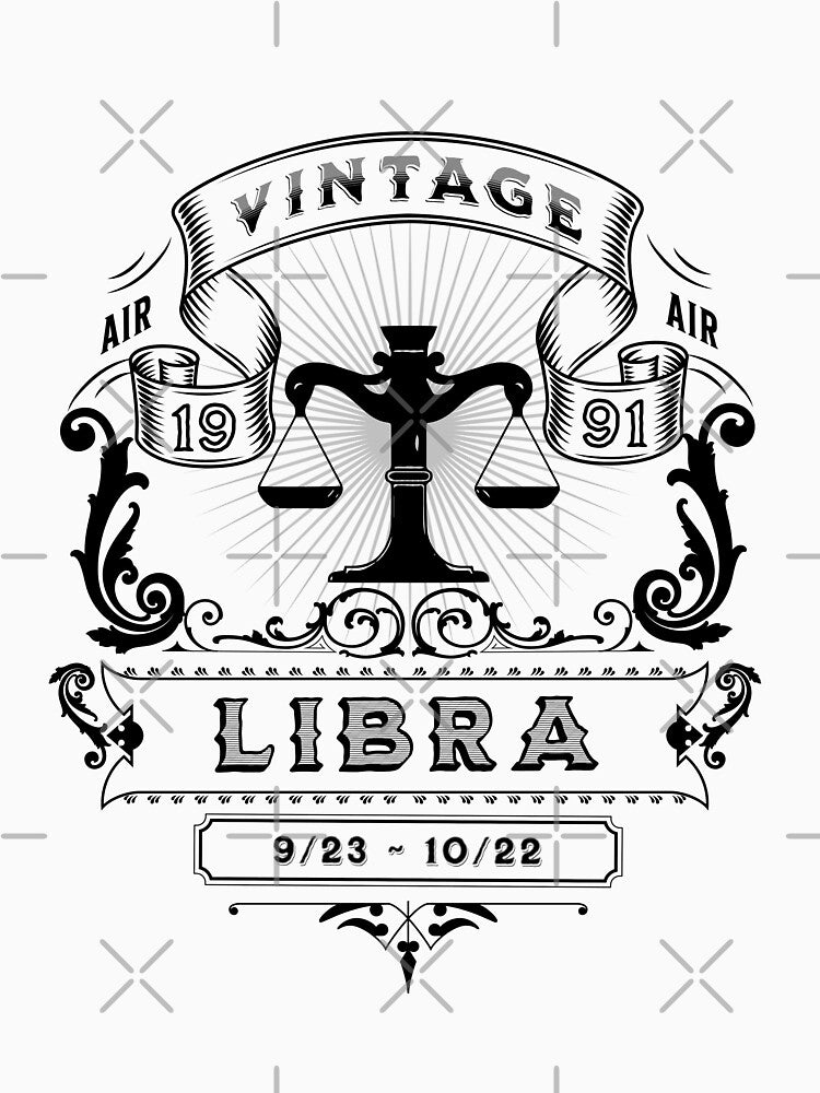 The Zodiac Sign of Libra Black and White 1991 by rhombusOnion T-Shirts, Hoodie, Sweatshirt | BlankRebels.com (Image 3)