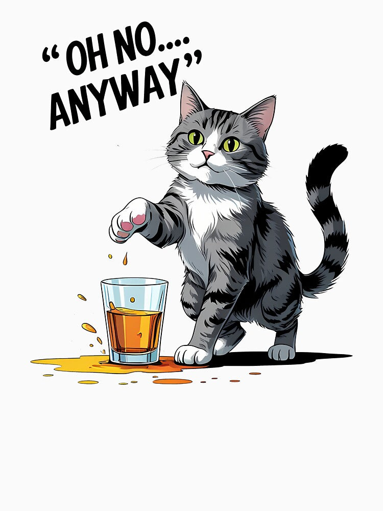 "Oh No... Anyway" - Unbothered cat knocking over glass with paw by EnigmaVoid