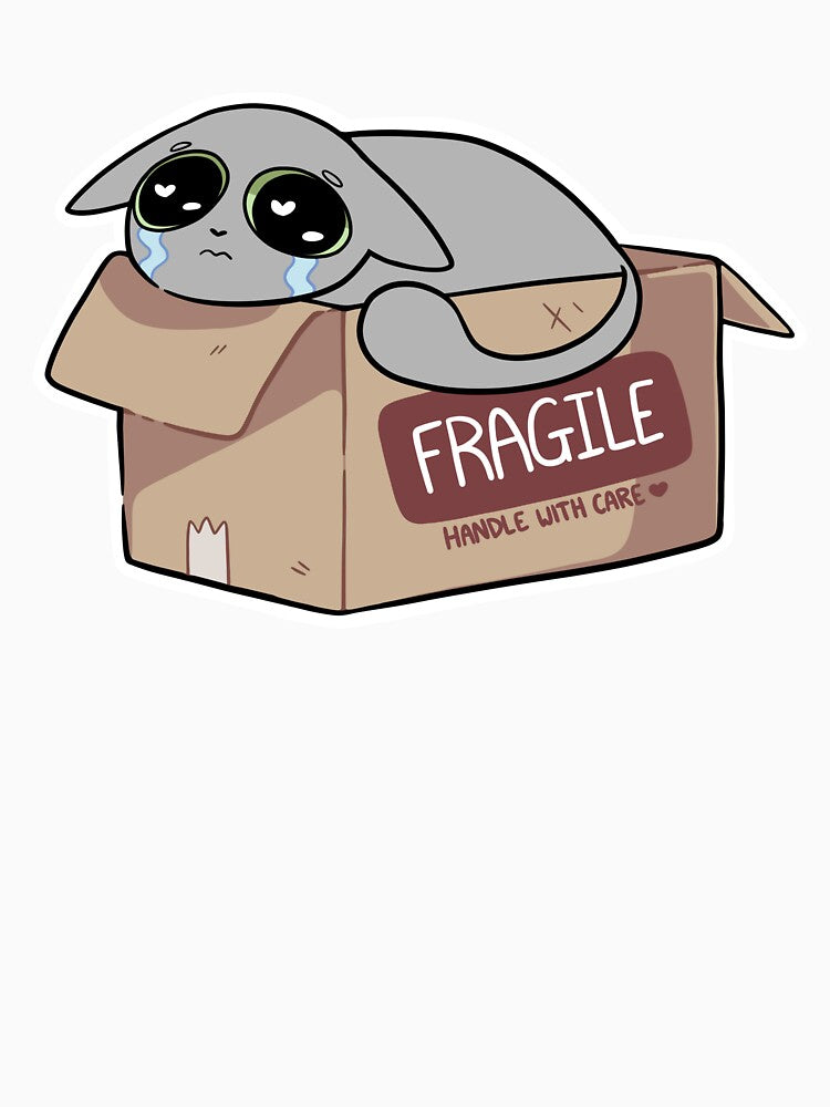 Fragile Handle with Care! (gray cat) by sarakayy T-Shirts, Hoodie, Sweatshirt | BlankRebels.com (Image 3)