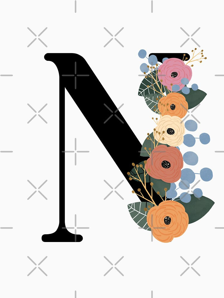 Floral Letter N by Egodcounseling T-Shirts, Hoodie, Sweatshirt | BlankRebels.com (Image 3)