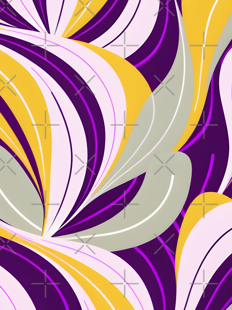 Mid Century Modern Abstract Botanical Yellow, Lilac by Prints and Lifestyle T-Shirts, Hoodie, Sweatshirt (Image 3)