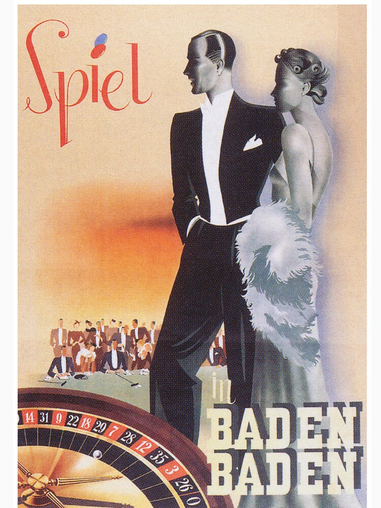 Baden Baden German Casino Vintage Travel Poster by vintagevivian T-Shirts, Hoodie, Sweatshirt | BlankRebels.com (Image 3)