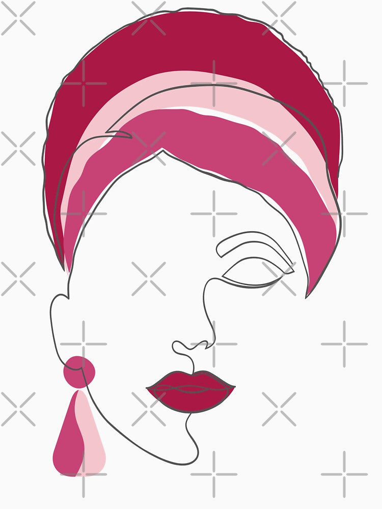 Minimalist Line Art Woman Red Pink by Designs24U