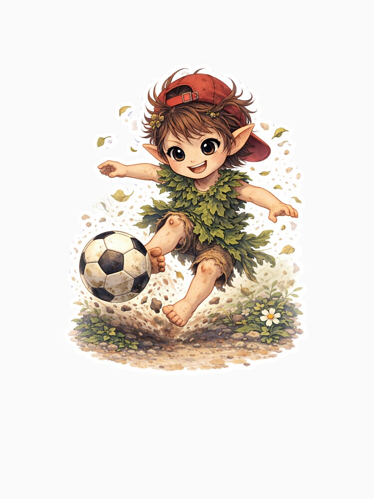 Forest Kid Playing Soccer Fantasy Character – Little Whimsy Friends by MixArtStudio77