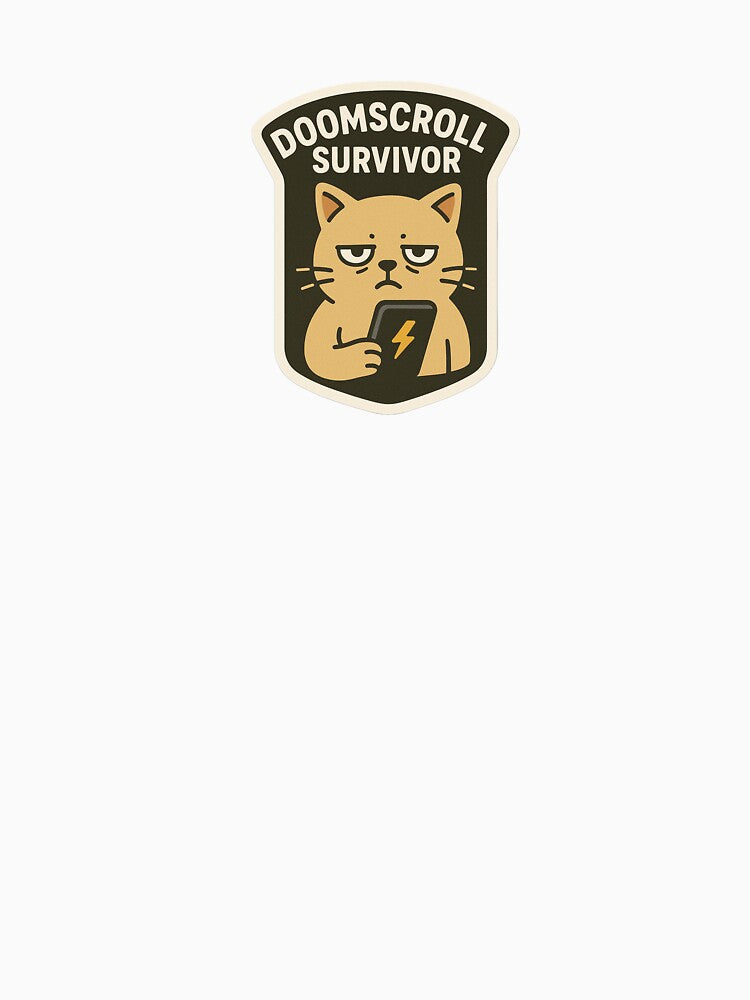 Doomscroll Survivor Sticker – Tired Cat with Phone by IdleHype T-Shirts, Hoodie, Sweatshirt | BlankRebels.com (Image 3)