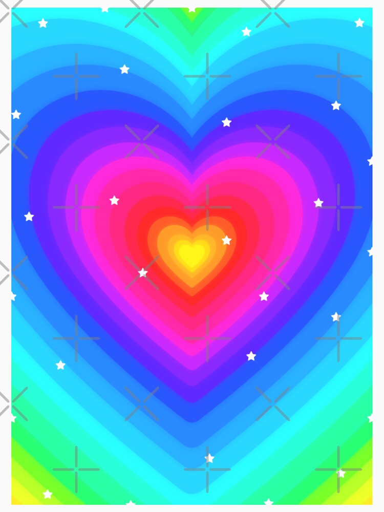 Aesthetic y2k neon rainbow hearts with stars by Angela Wong T-Shirts, Hoodie, Sweatshirt | BlankRebels.com (Image 3)