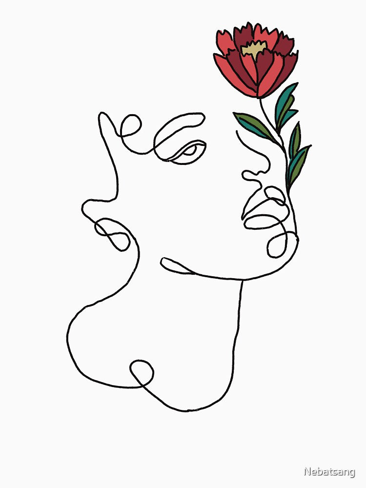 Line Art Drawing - Woman/floral by Nebatsang T-Shirts, Hoodie, Sweatshirt | BlankRebels.com (Image 3)