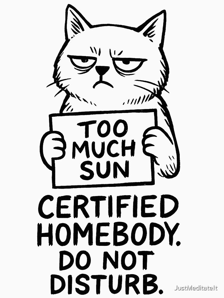 Too much sun - sertified homebody. Do not disturb – Comfy Hoodies & T-shirts for Cozy Remote Workers – Funny Minimalist Design by JustMeditateIt