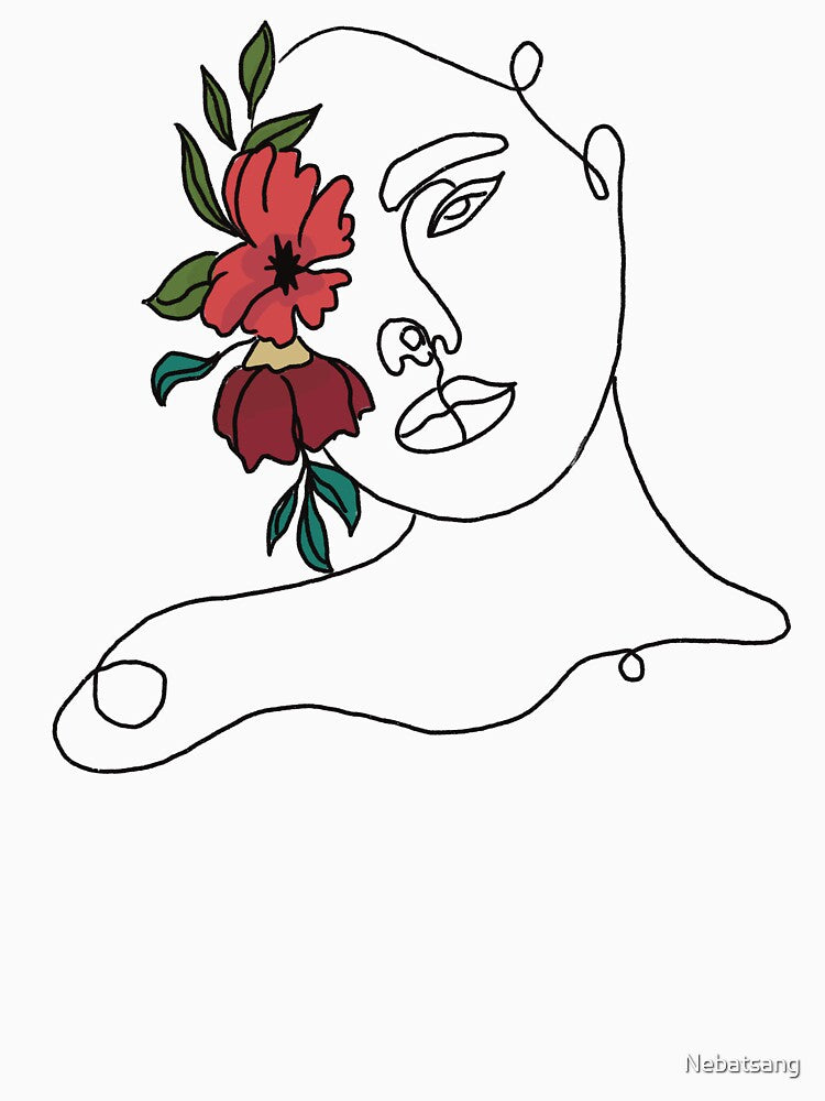 Line Art Drawing - Woman and Floral by Nebatsang T-Shirts, Hoodie, Sweatshirt | BlankRebels.com (Image 3)