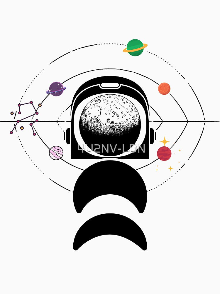Moon Face Astronaut And Planets - Black by 4U2NV-LDN T-Shirts, Hoodie, Sweatshirt | BlankRebels.com (Image 3)