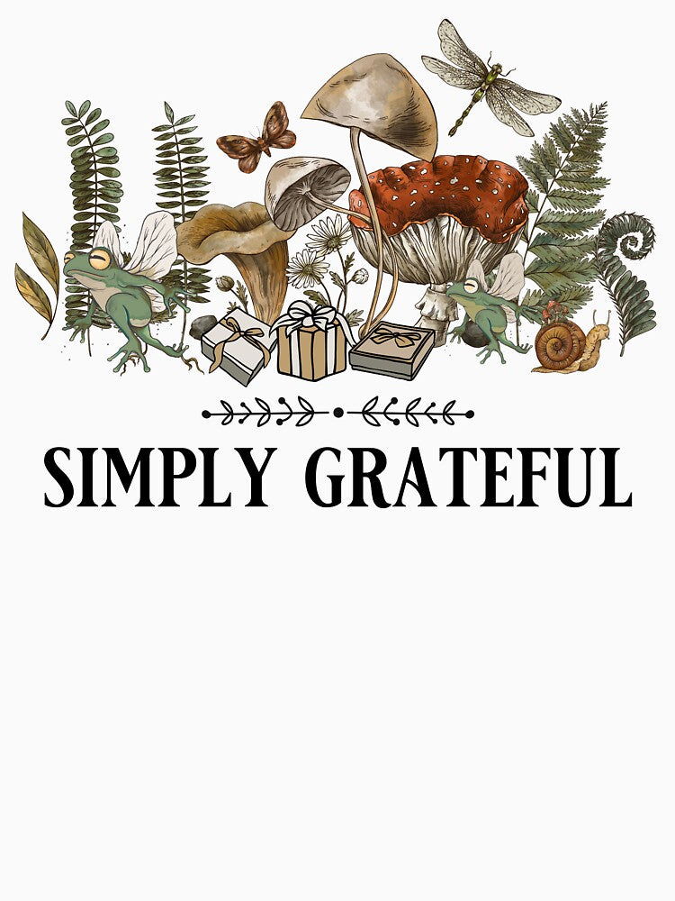 Cottage Core Aesthetics With Frog, Mushroom and Floral Print Design. Thanksgiving Gratitude With Modern Old... (Image 3)